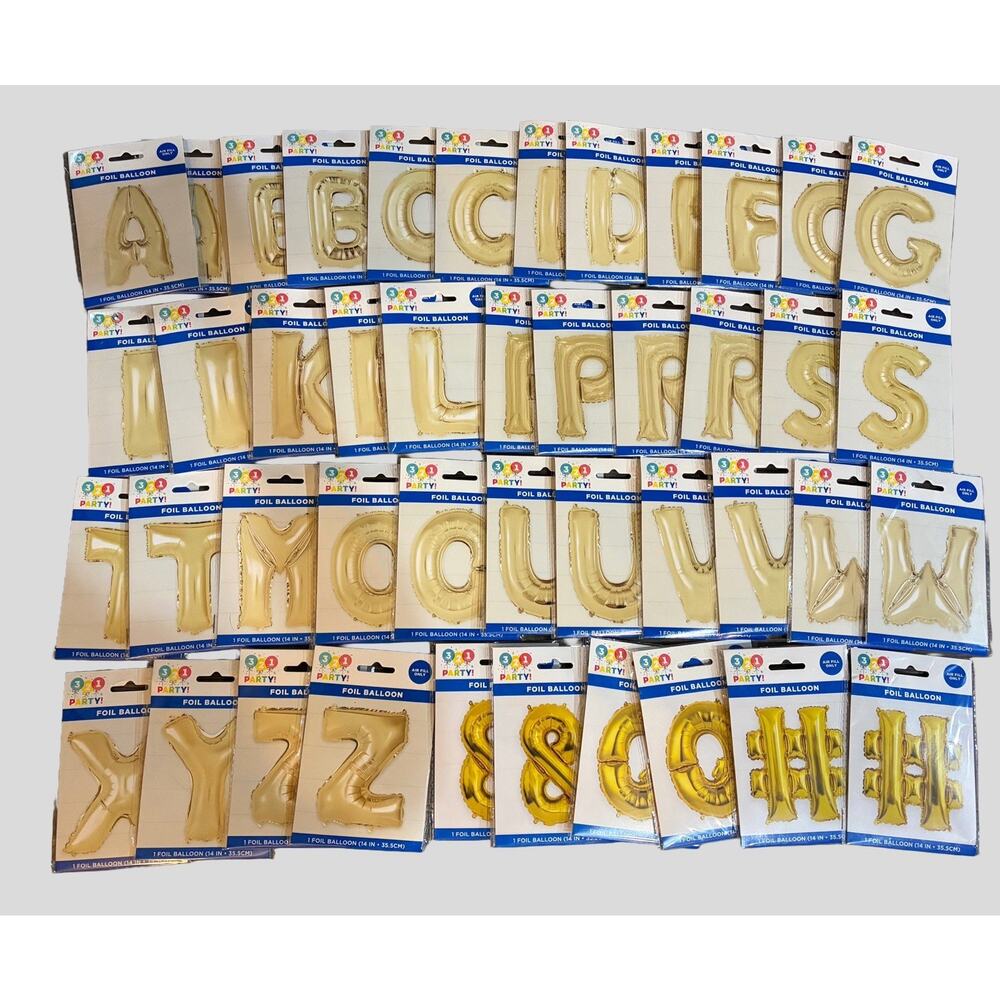 44Pc Gold Foil Letter Balloon Bundle Alphabet Symbol Party Decorations